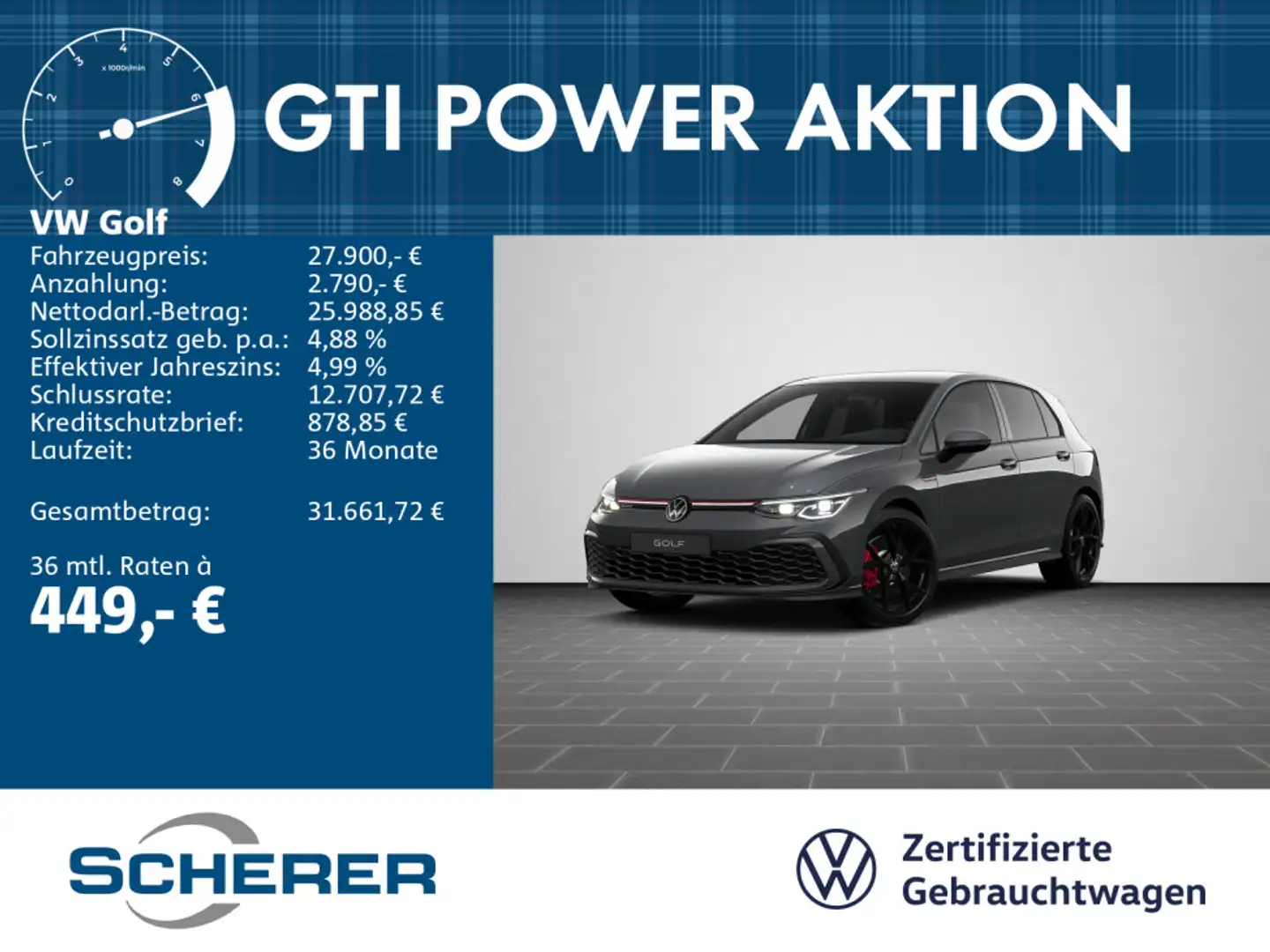 Volkswagen Golf GTI Golf VIII Golf 2,0     GTI  BT180 TSID7F Grau - 1