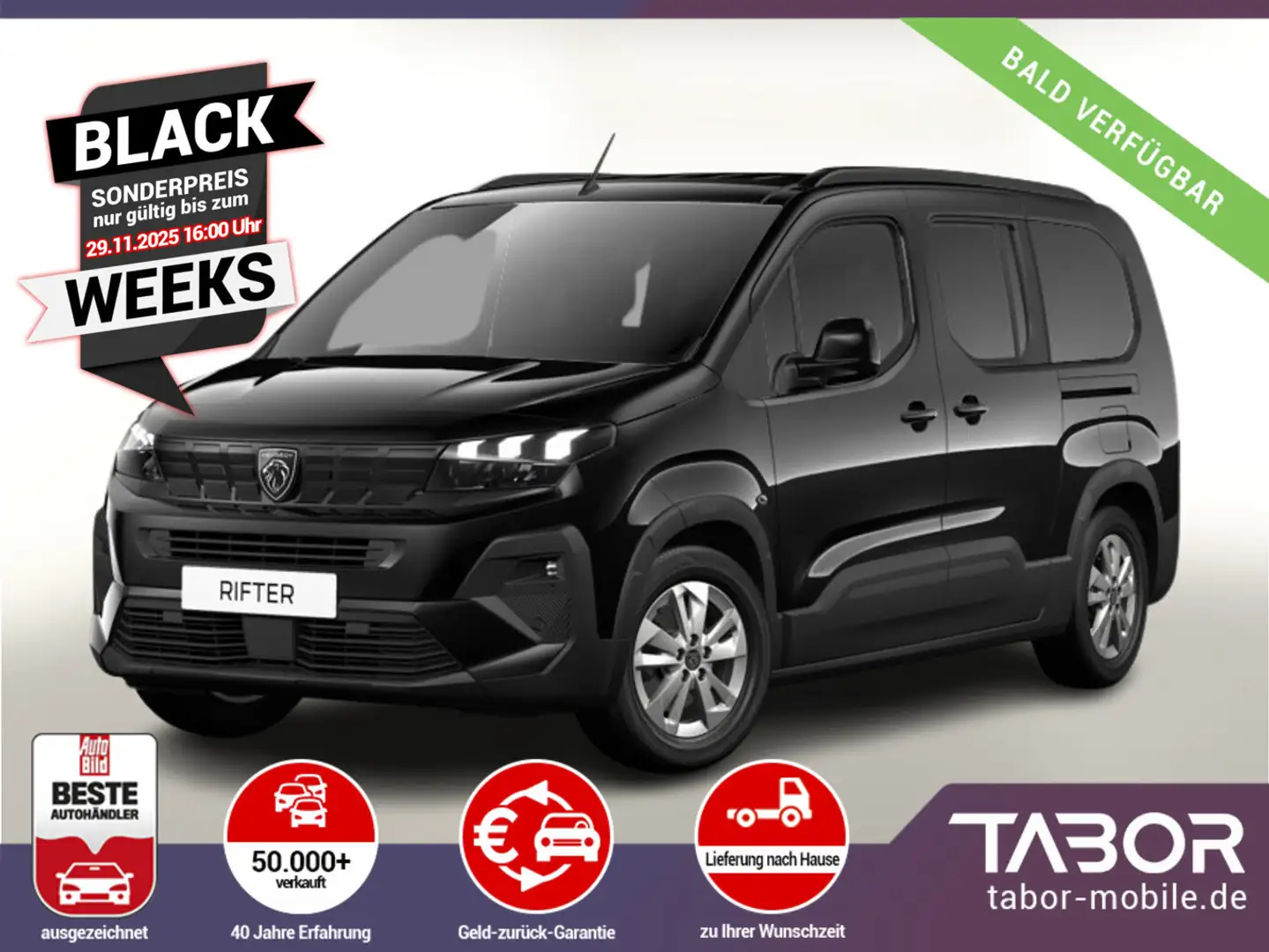 Peugeot Rifter 100 Allure L2 7S Style 16Z 2xSchiebe CarP Schwarz - 1