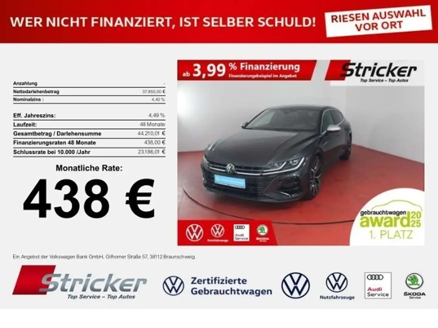 Volkswagen Arteon Shooting Brake R 2.0TSI 438,-ohne Anzahlung AHK N Gris - 1