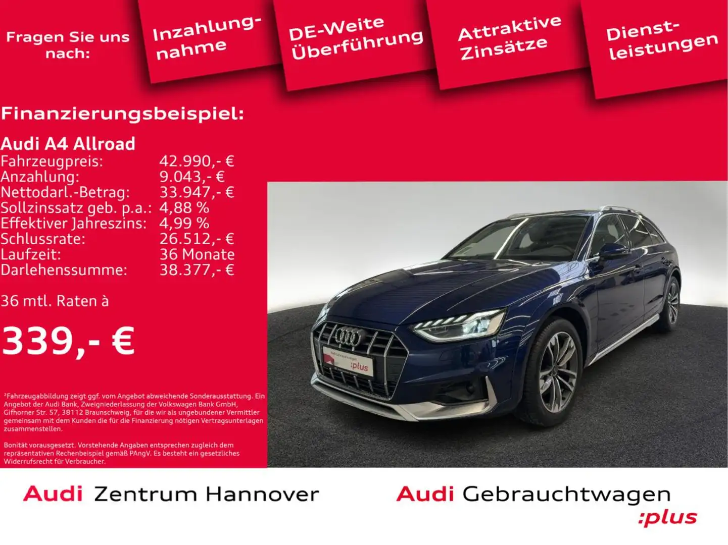 Audi A4 allroad 45 TFSI quattro S tronic LED Kamera Navi virtual P Blau - 2