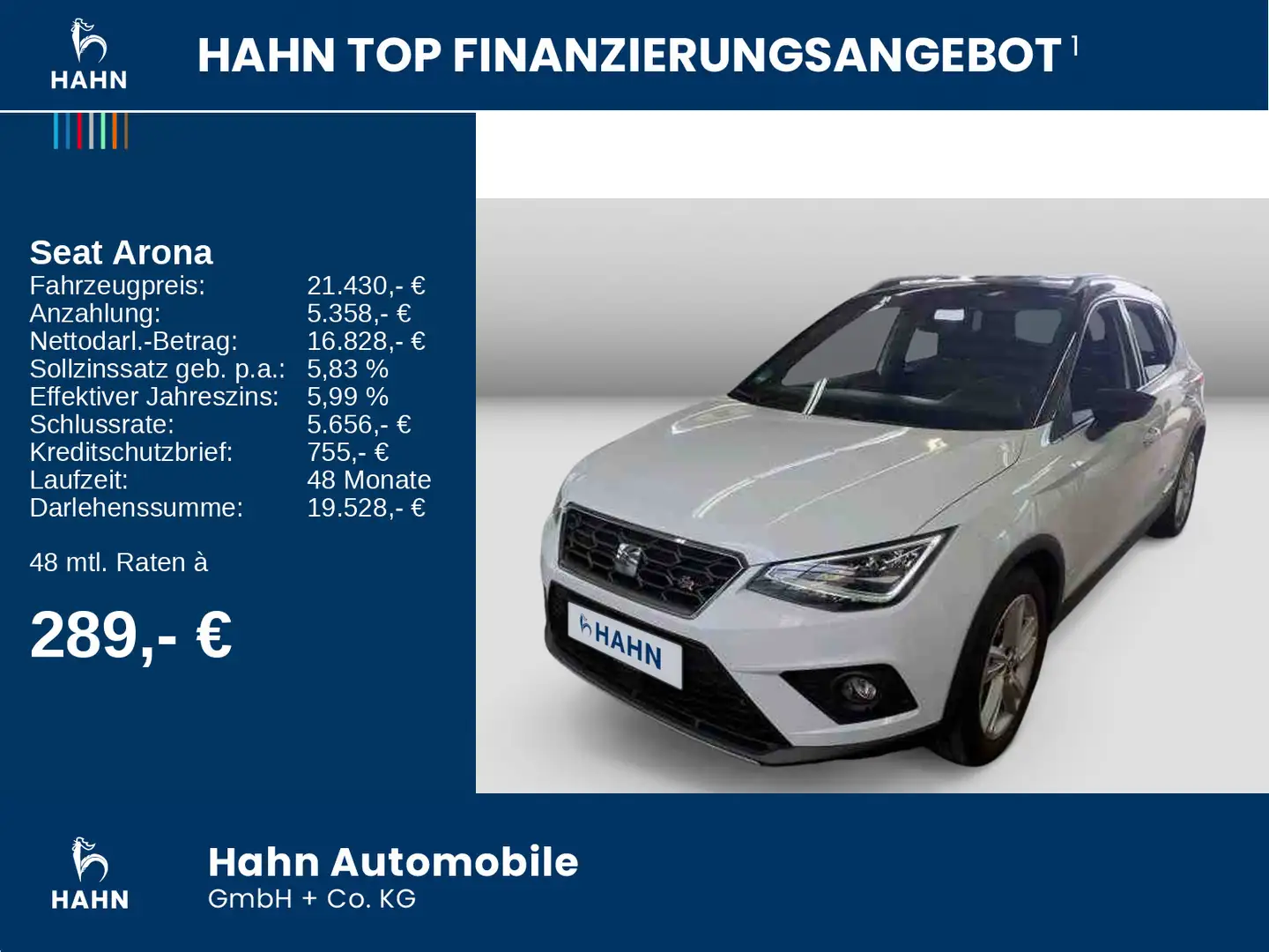 SEAT Arona 1.0TSI DSG FR LED Navi ACC CAM App-Connect Weiß - 2