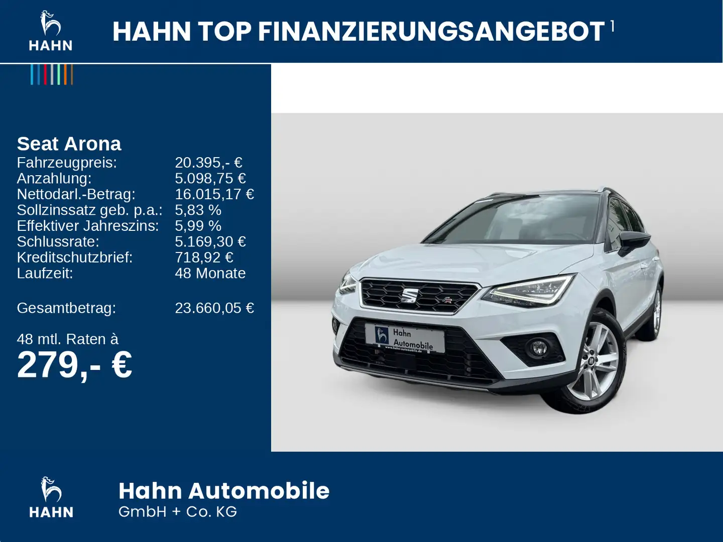 SEAT Arona 1.0TSI DSG FR LED Navi ACC CAM App-Connect Weiß - 2