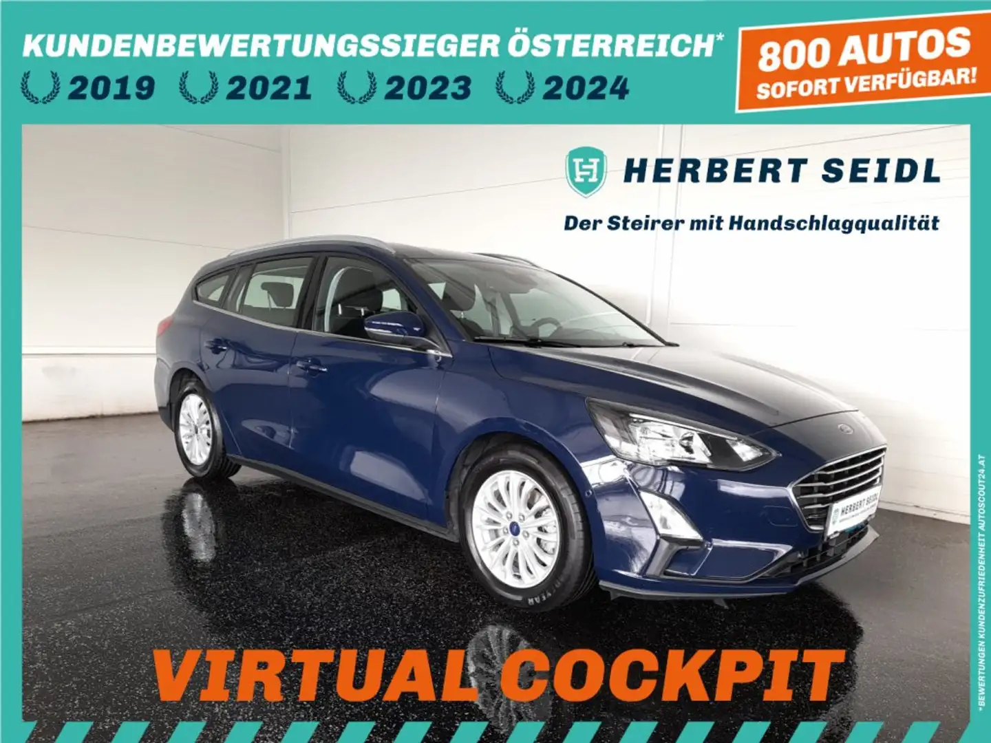 Ford Focus Turnier TITANIUM 2,0 EcoBlue Aut *LED / NAVI / KAMERA / ACC / SITZHEIZUNG / B&O SOUNDSYSTEM* Blau - 1