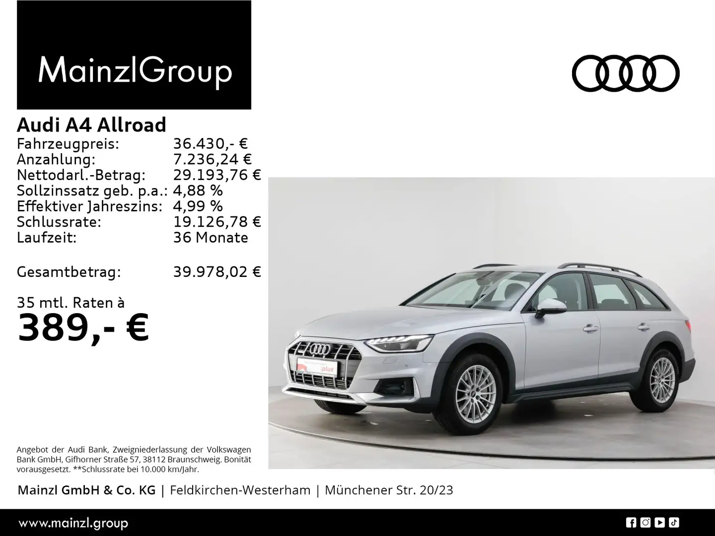 Audi A4 allroad 45 TFSI quattro S tronic AHK Kam. Nav Silber - 1