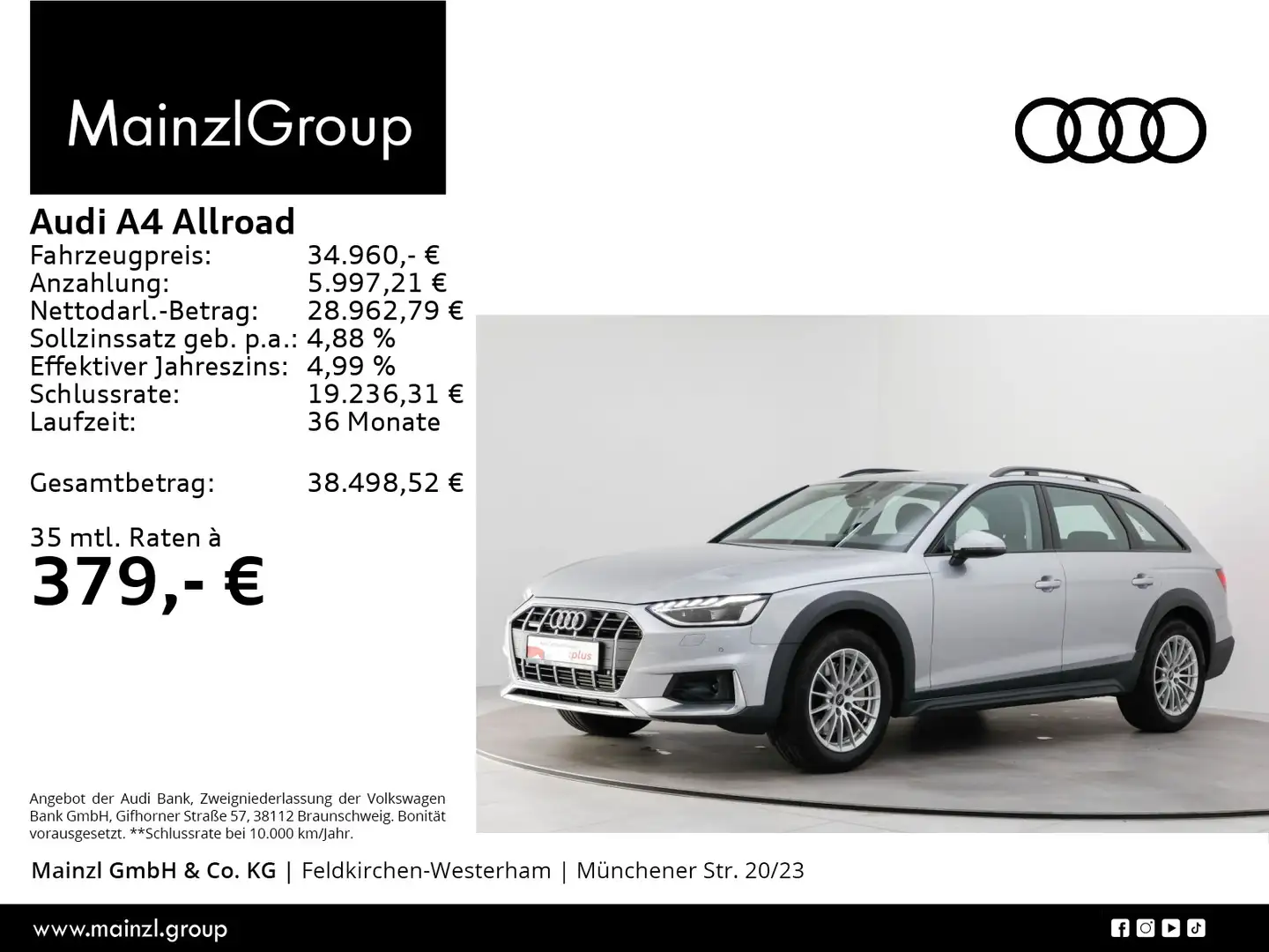 Audi A4 allroad 45 TFSI quattro S tronic AHK Kam. Nav Silber - 1