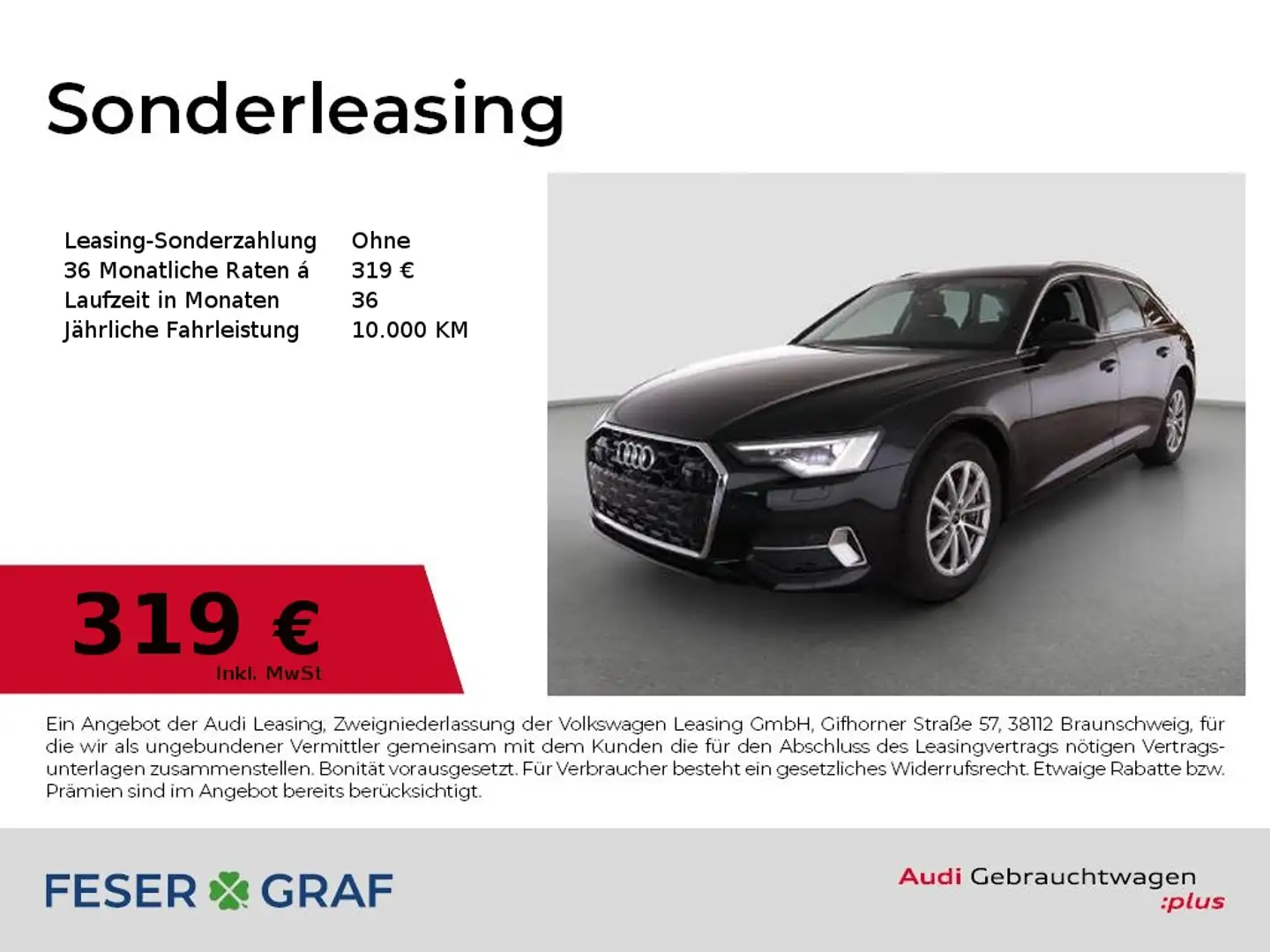 Audi A6 Avant 45 TFSI advanced S tronic 360°/Matrix/AHK Nero - 1