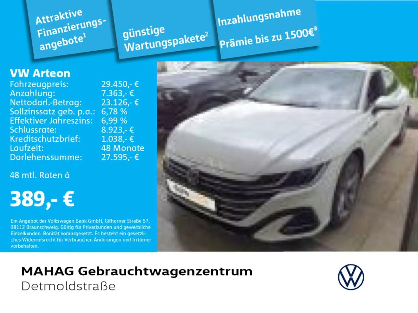 Volkswagen Arteon 2.0 TSI R-Line Leder Navi LED DSG Weiß - 1