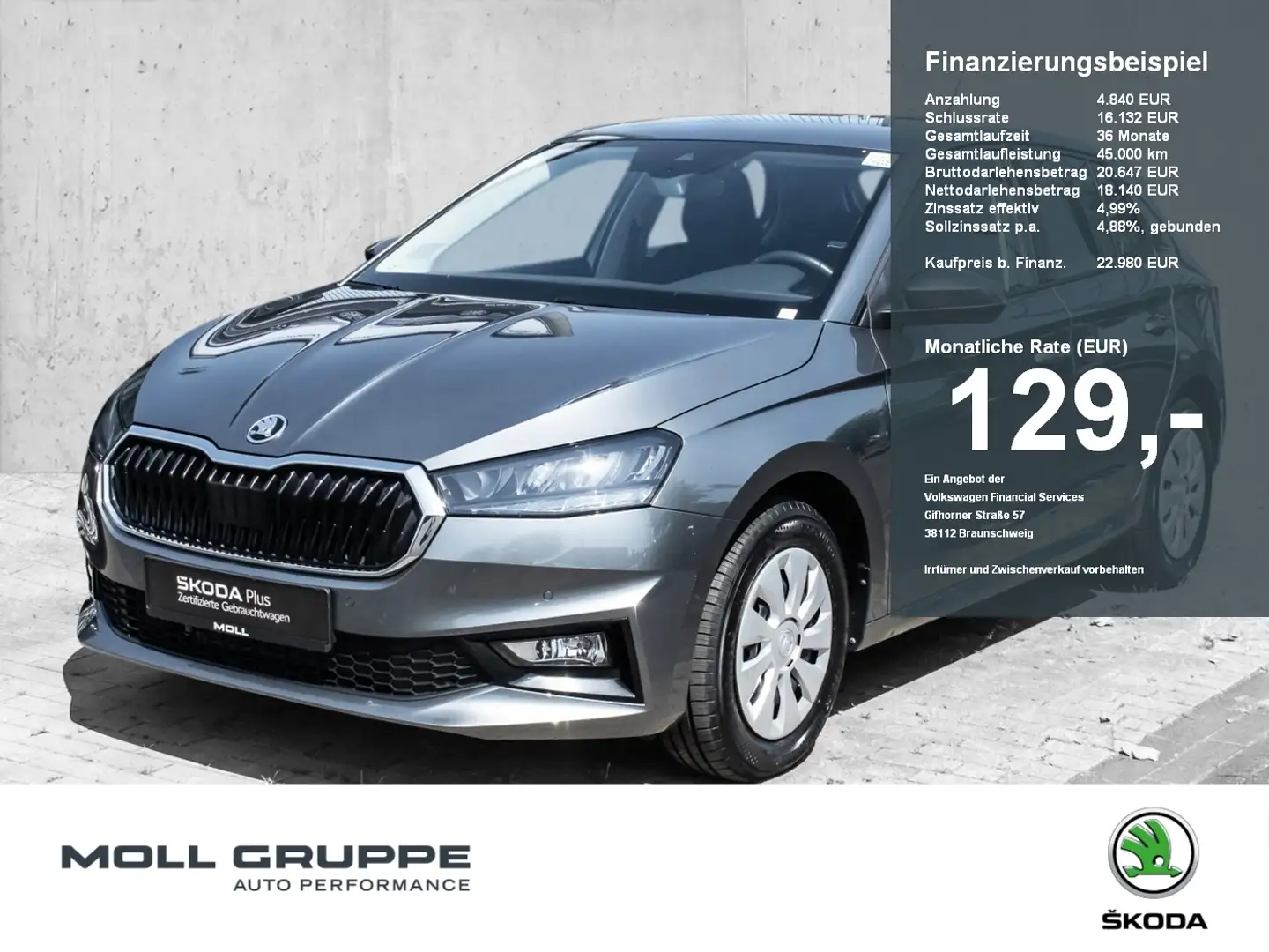 Skoda Fabia 1.0 TSI DSG Selection AHK NAVI LED ACC Grijs - 1