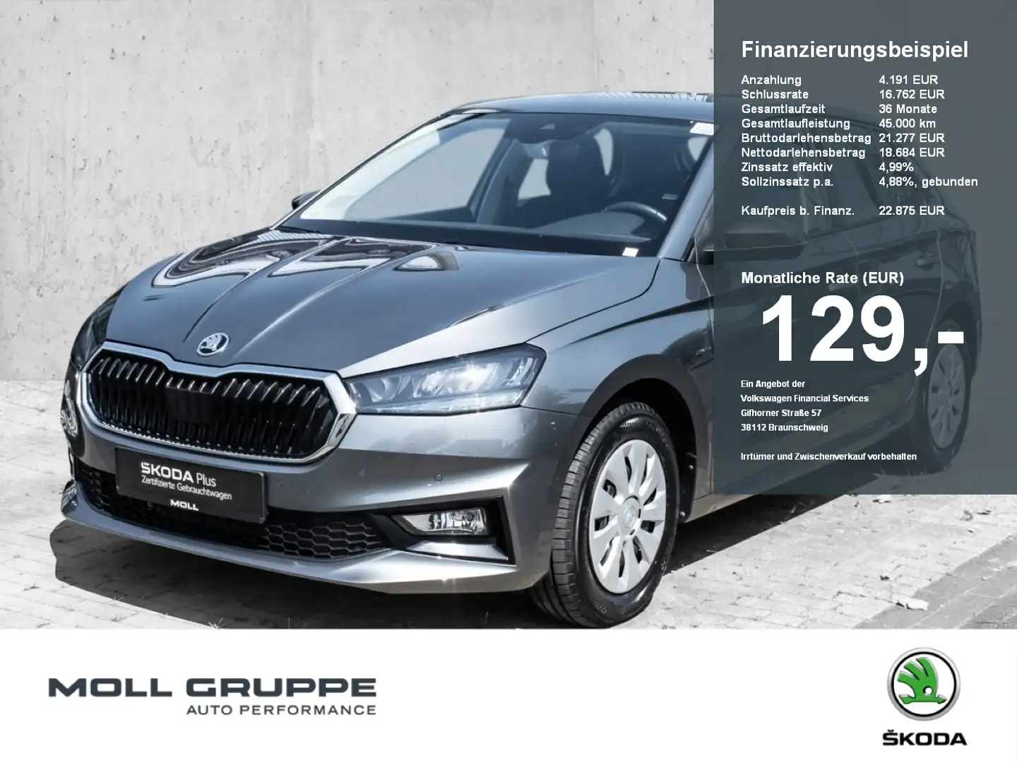 Skoda Fabia 1.0 TSI DSG Selection AHK NAVI LED ACC Grau - 1