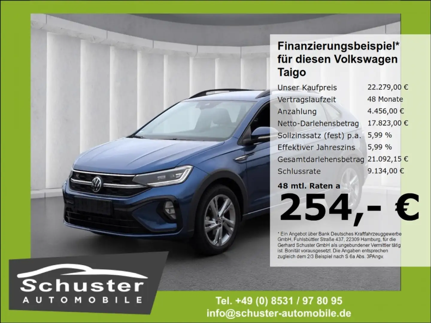 Volkswagen Taigo R-LINE 1.0TSI*IQ-LED ACC Navi R-Kam Alarm Blau - 1