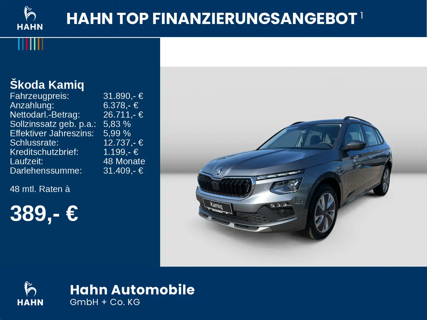 Skoda Kamiq Drive TSI DSG 150PS AHK Navi LED Assistenz Gris - 2