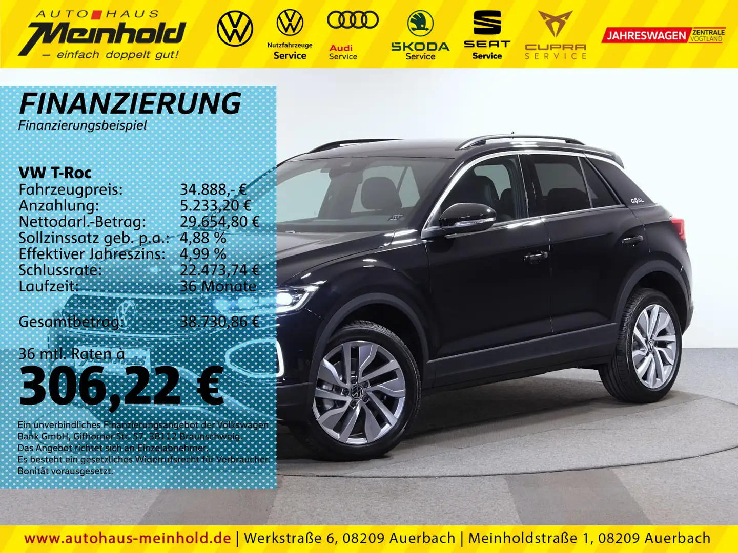 Volkswagen T-Roc 2.0 TDI DSG Goul,18" LED, AHK, Klima, Navi Schwarz - 1