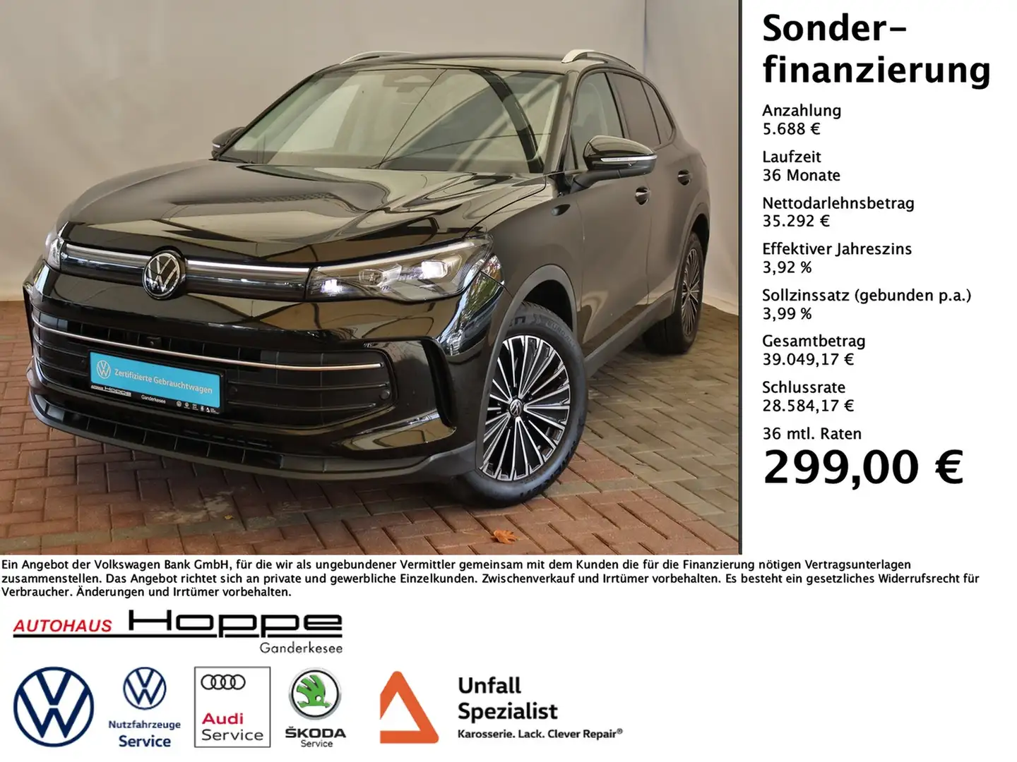 Volkswagen Tiguan Goal 2.0 l TDI DSG+AHK+ACC+NAVI+LED+360°KAM Schwarz - 1