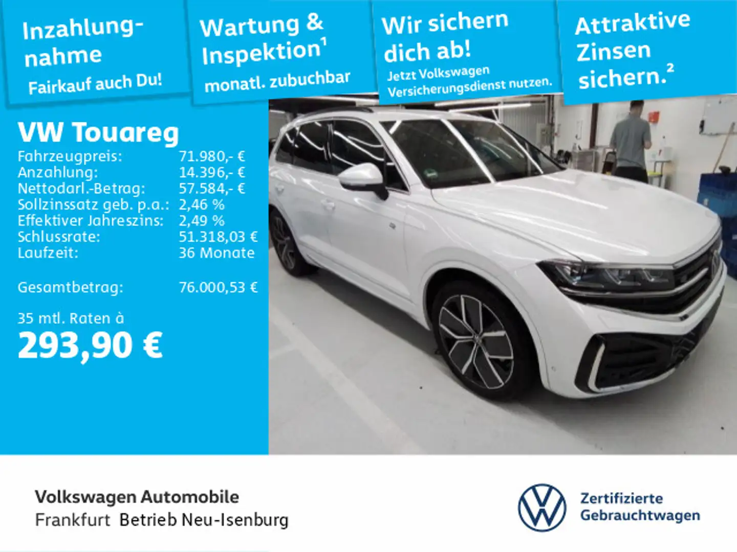 Volkswagen Touareg 3.0 TDI R-Line Navi Leder IQ.Light DAB+ Weiß - 1