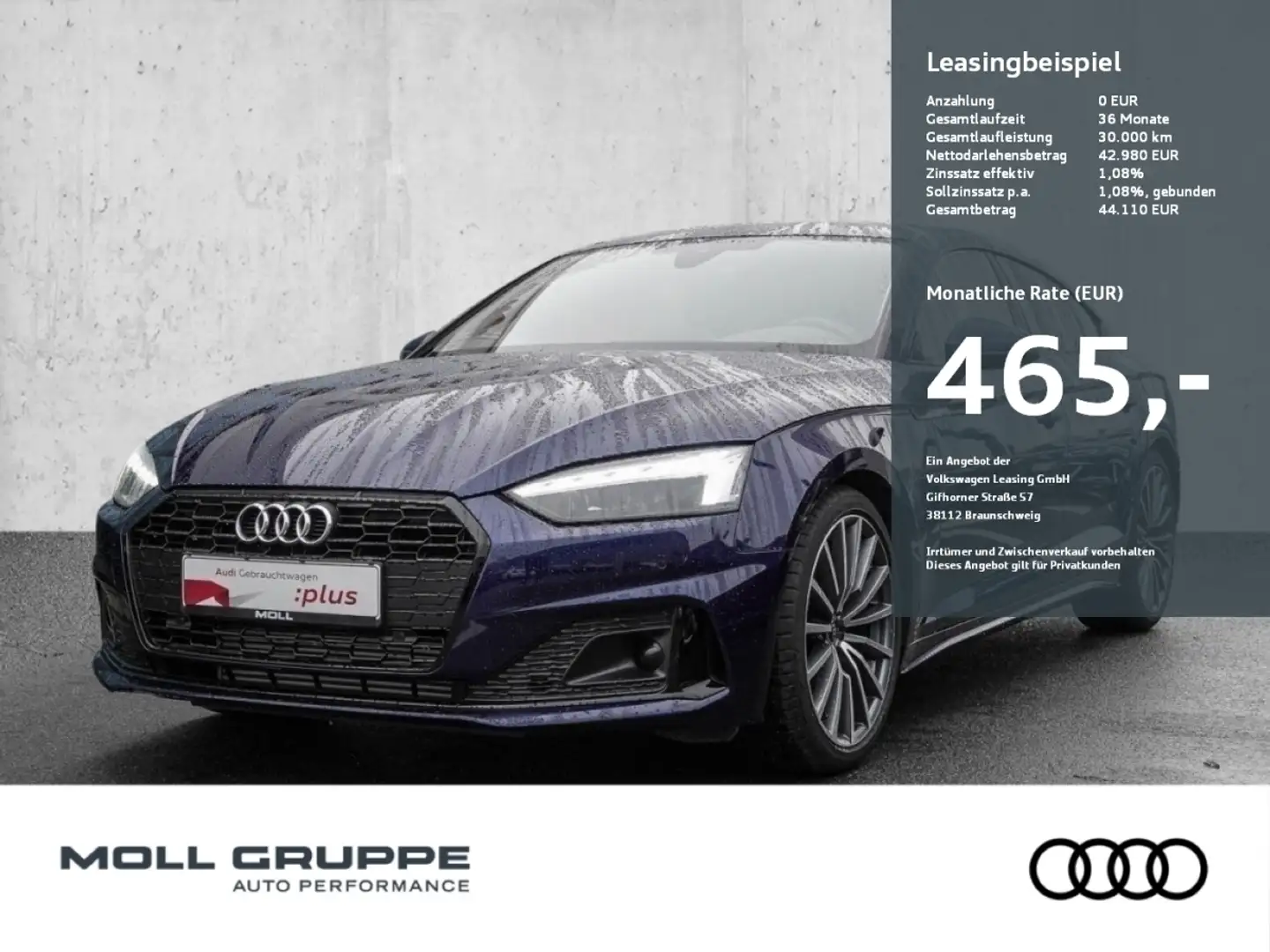 Audi A5 Sportback 35 TFSI S tronic advanced (AHK) Blauw - 1