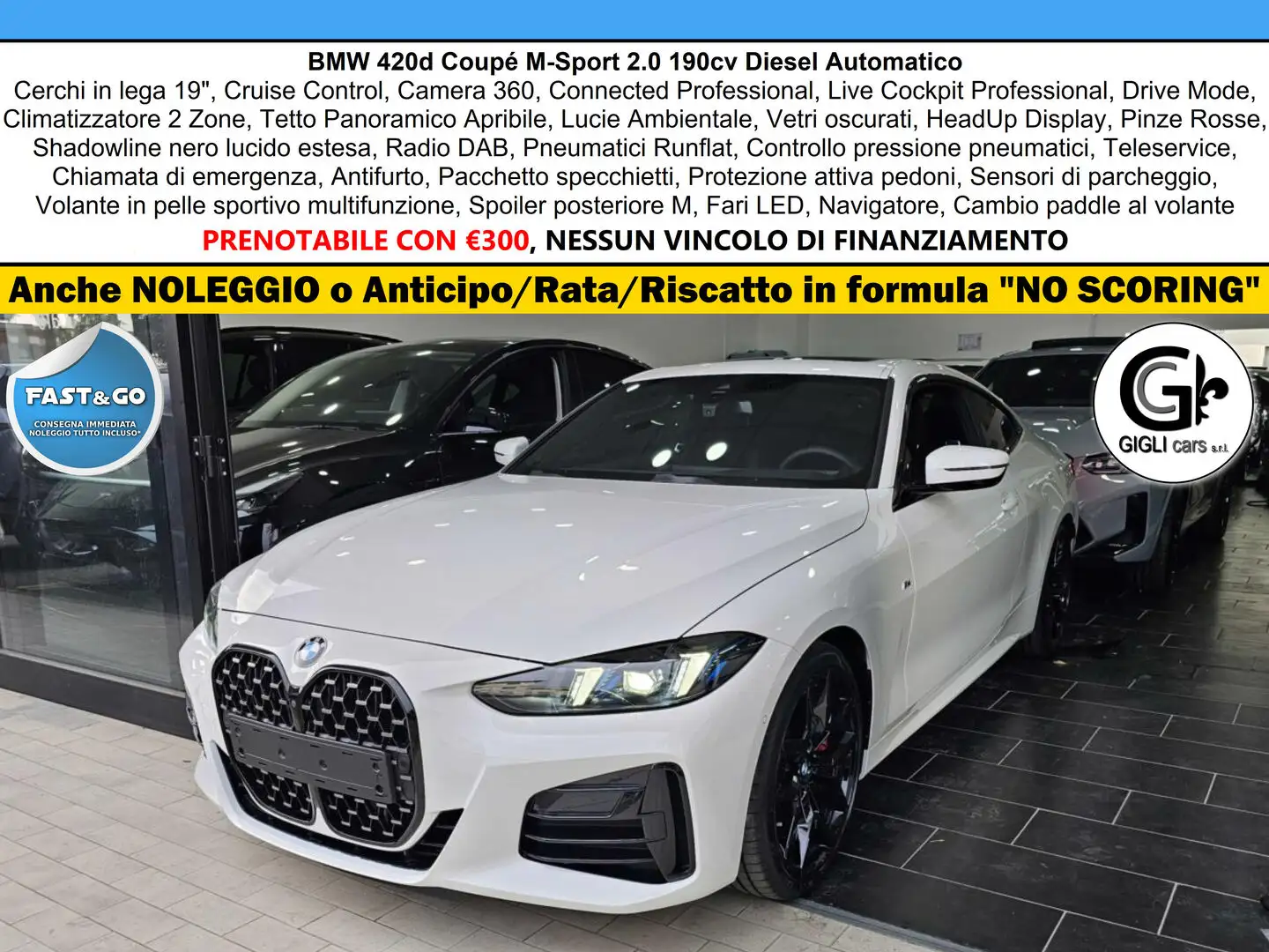 BMW 420 420d sDrive MSport PRO TETTO C.19" Innovation PACK Biały - 1