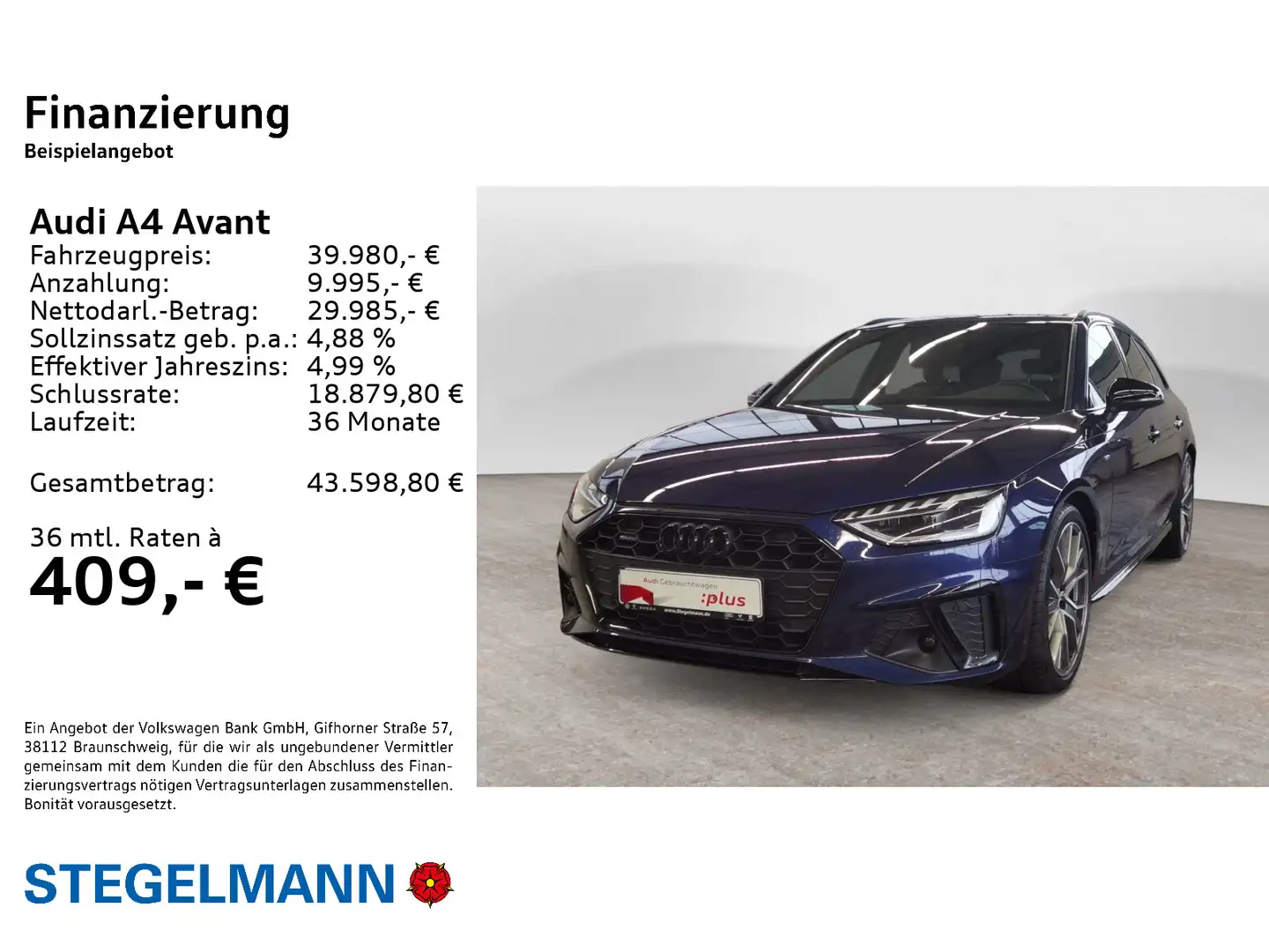Audi A4 50 TDI qu. Tiptr. S-Line Competition Pl Blau - 2