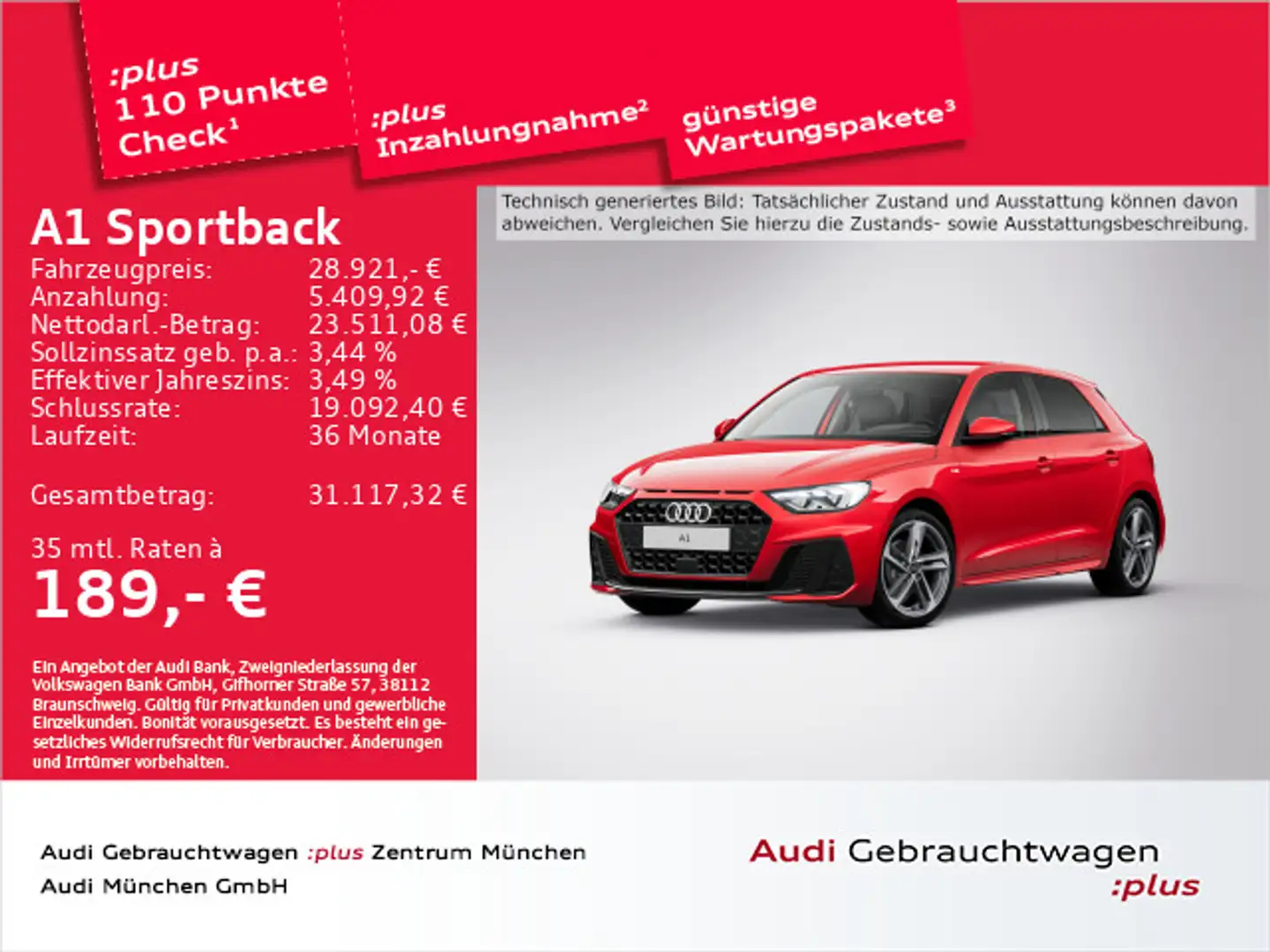Audi A1 30 TFSI S line Virtual/LED/Privacy/ Rot - 1