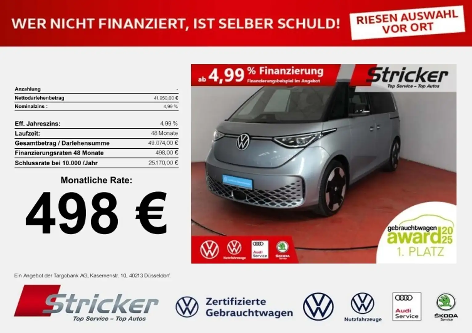 Volkswagen ID. Buzz Pro 150/77 498,-ohne Anzahlung ACC Navi IQ.Light Silber - 1