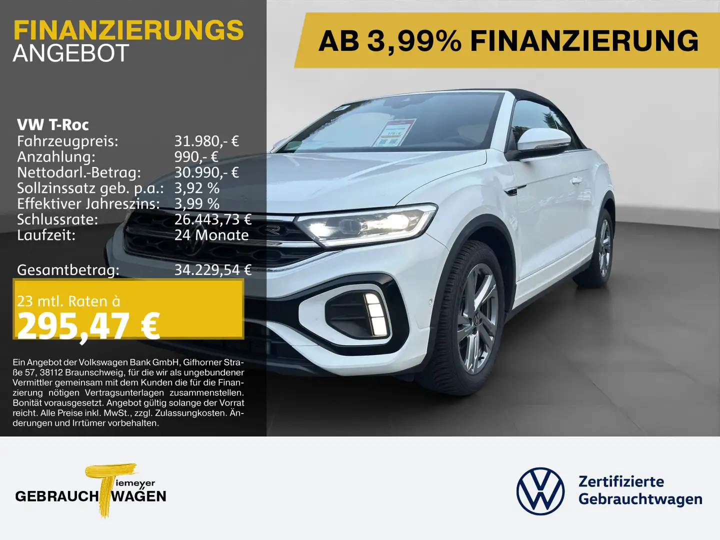 Volkswagen T-Roc Cabrio 1.5 TSI DSG R-LINE AHK NAVI LED SIT Weiß - 1