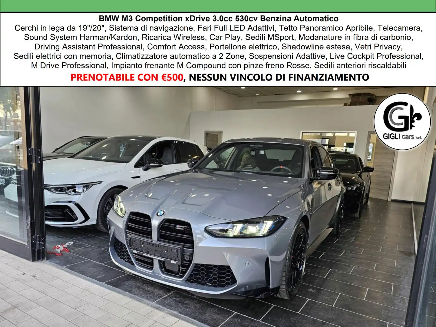 BMW M3 M3 Comp Tetto C.19" 20" Harman Kardon Carbonio Led Gris - 1