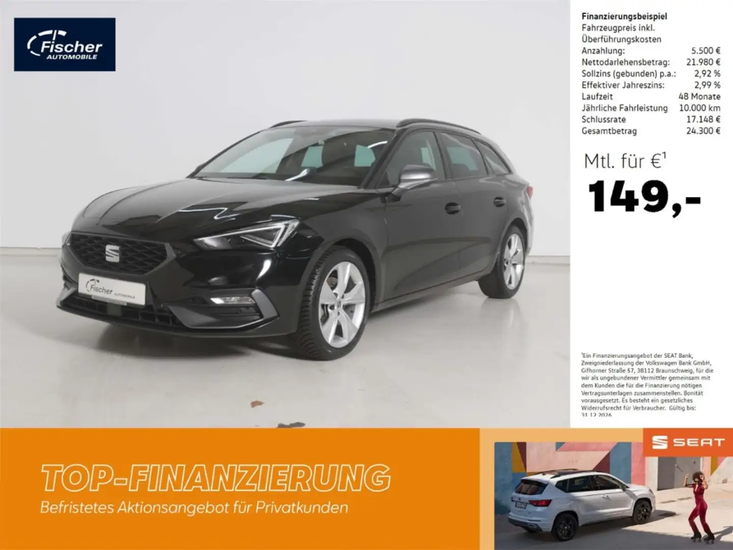 SEAT Leon Sportstourer 1.5 eTSI DSG FR LED/NAV/KAMERA Schwarz - 1