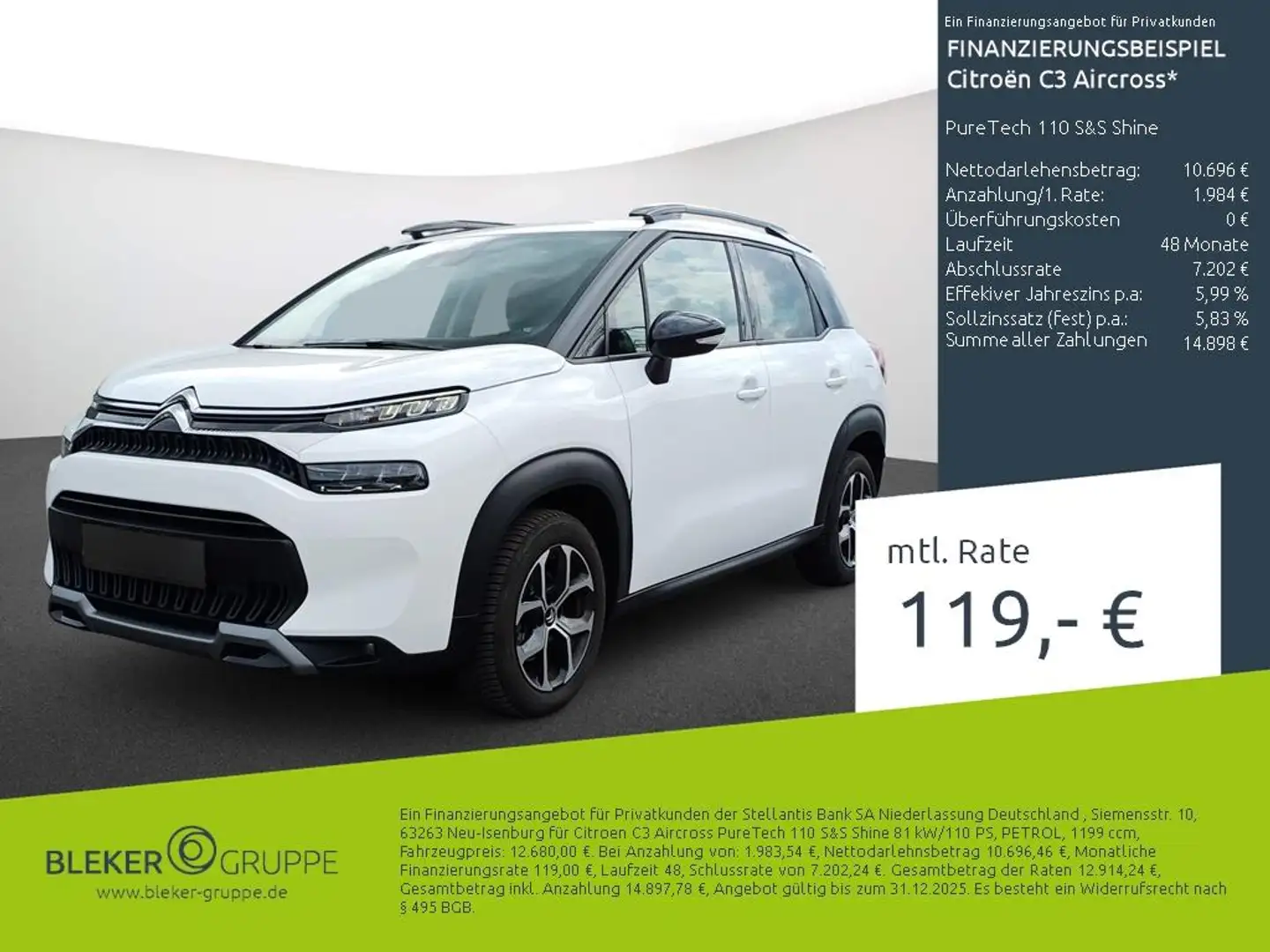 Citroen C3 Aircross PureTech 110 S&S Shine Blanc - 1
