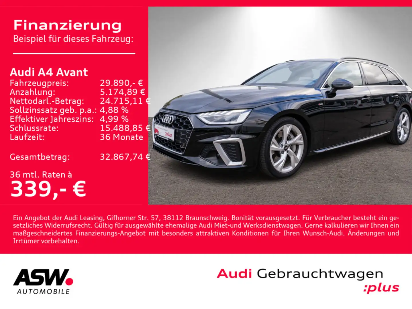 Audi A4 S line 50TDI quattro NAVI LED AHK ACC Schwarz - 1