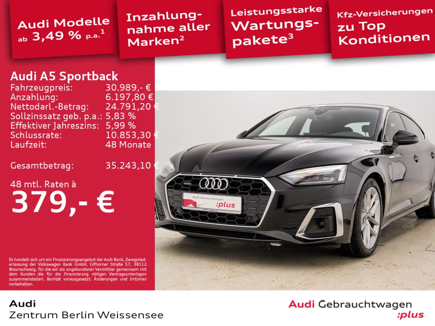 Audi A5 40 TDI S-TRO*QUA*S-LINE*B&O*RFK*ACC Schwarz - 1