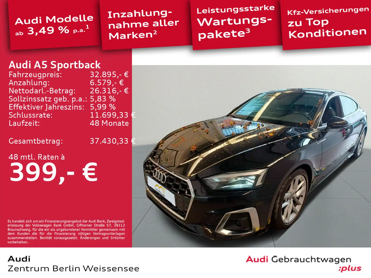 Audi A5 40 TDI S-TRO*QUA*S-LINE*B&O*RFK*ACC Schwarz - 1