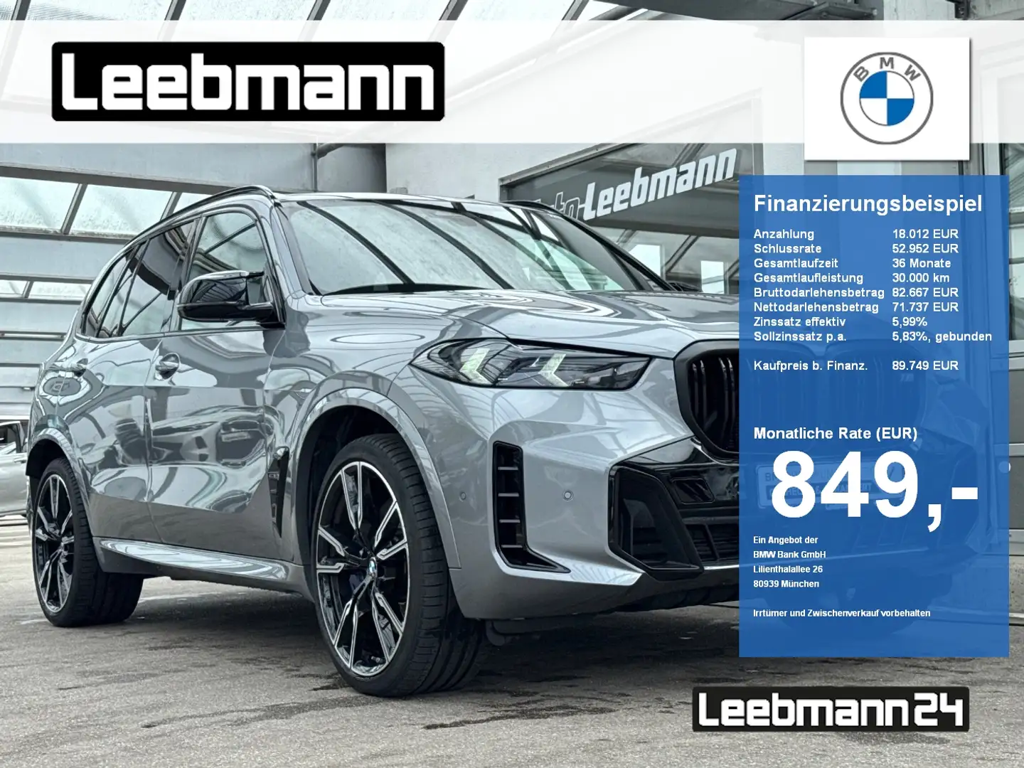 BMW X5 M 60i M-Sport-Pro B&W/StHz GARANTIE bis 07/29 Gris - 1