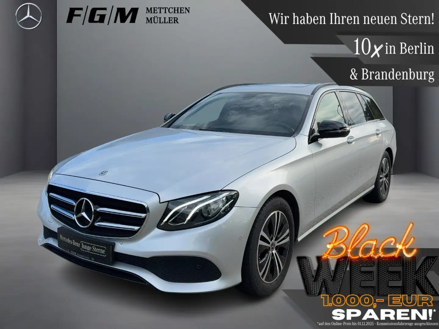 Mercedes-Benz E 220 d T Avantgarde TWA|AHK|Night|Sitzhz|S-Dach Silber - 1