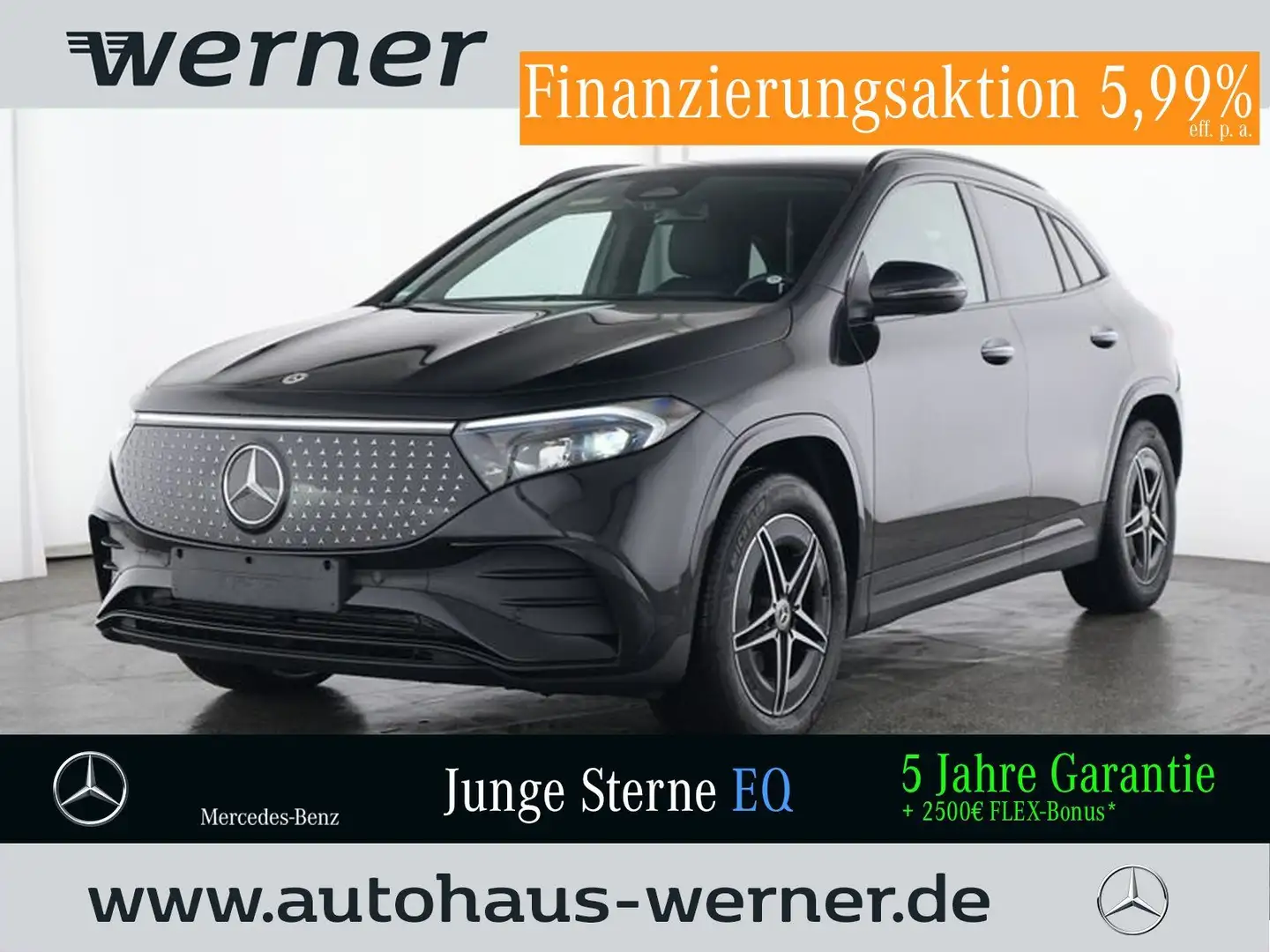 Mercedes-Benz EQA 350 4M AMG-ADV+ NIGHT DISTR HuD 360° BURMEST Schwarz - 1