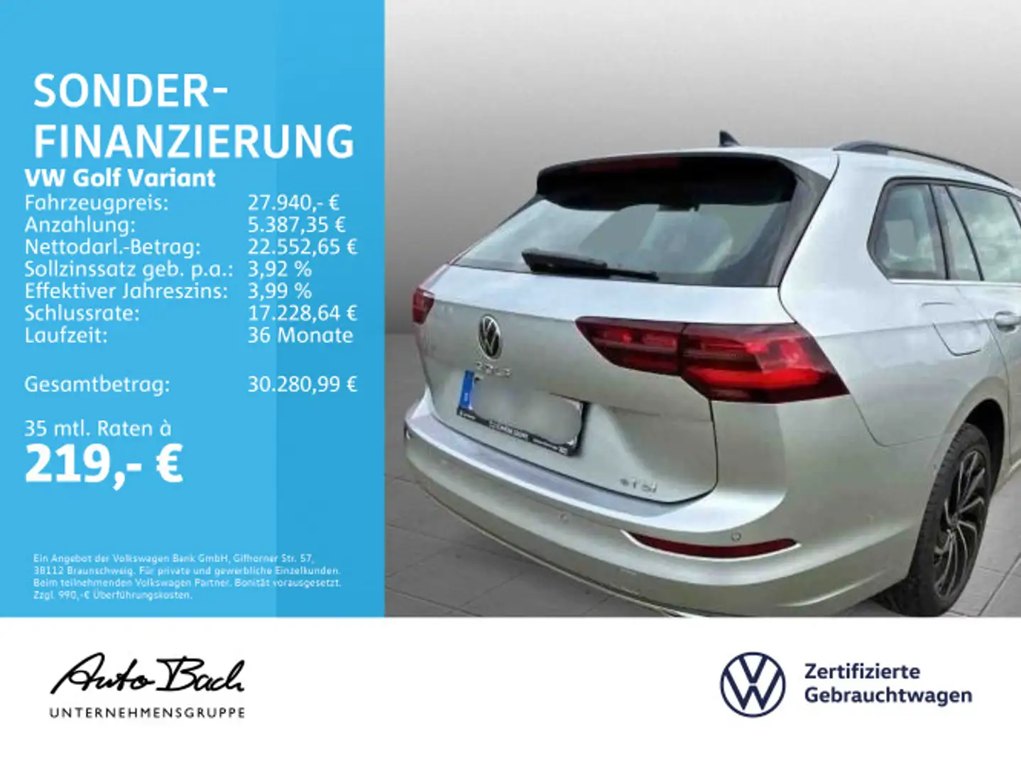 Volkswagen Golf Variant Golf VIII Variant 1.5 eTSI DSG Style, Navi, LED- Plateado - 2