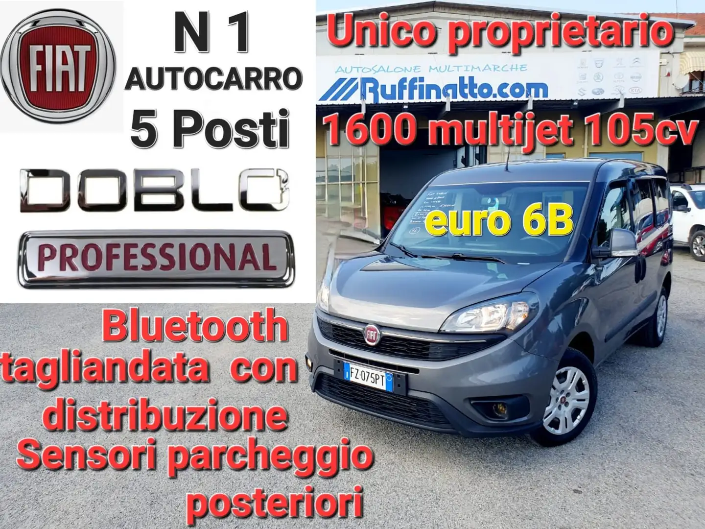 Fiat Doblo Doblo 1.6 mjt 16v Lounge COMBI N1 Gris - 1