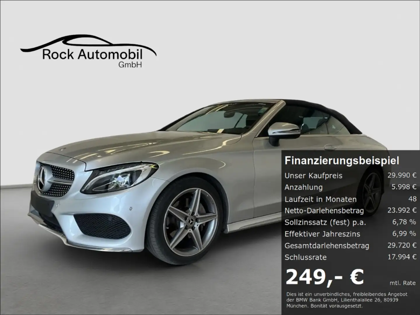 Mercedes-Benz C 180 Cabrio 9G AMG Line AIRSCARF *Garantie* Argent - 1