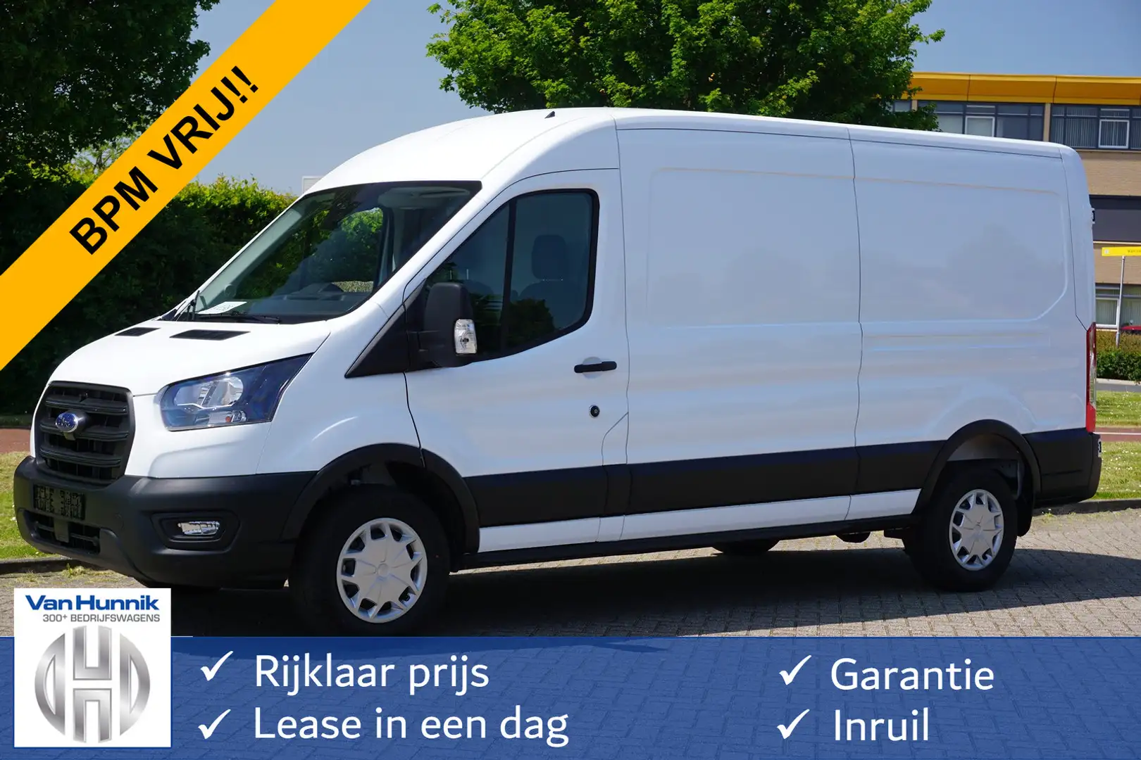 Ford Transit 350L 130PK L3H2 BPM VRIJ!! Airco, Cruise, Camera, Wit - 1