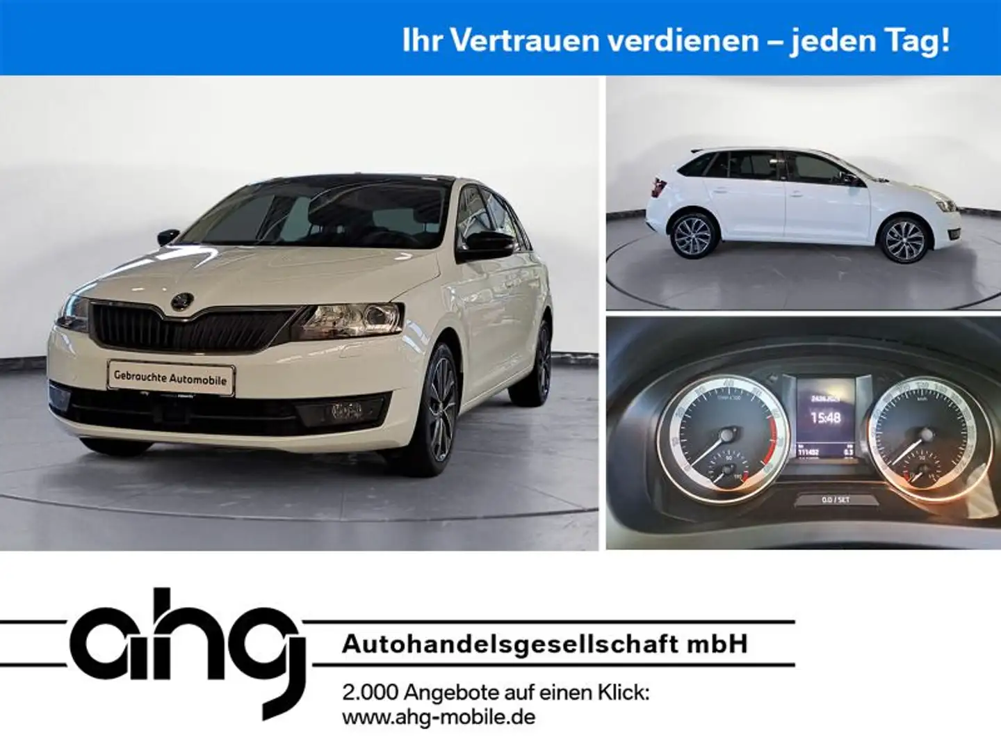 Skoda Rapid/Spaceback 1.2 TSI DSG Panoramadach Xenon PDC Kurvenl Weiß - 1
