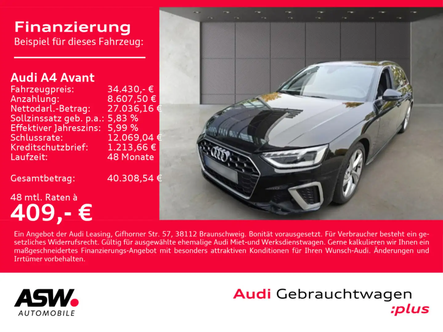Audi A4 S line 40TDI Stronic NAVI LED ACC 360° Schwarz - 1