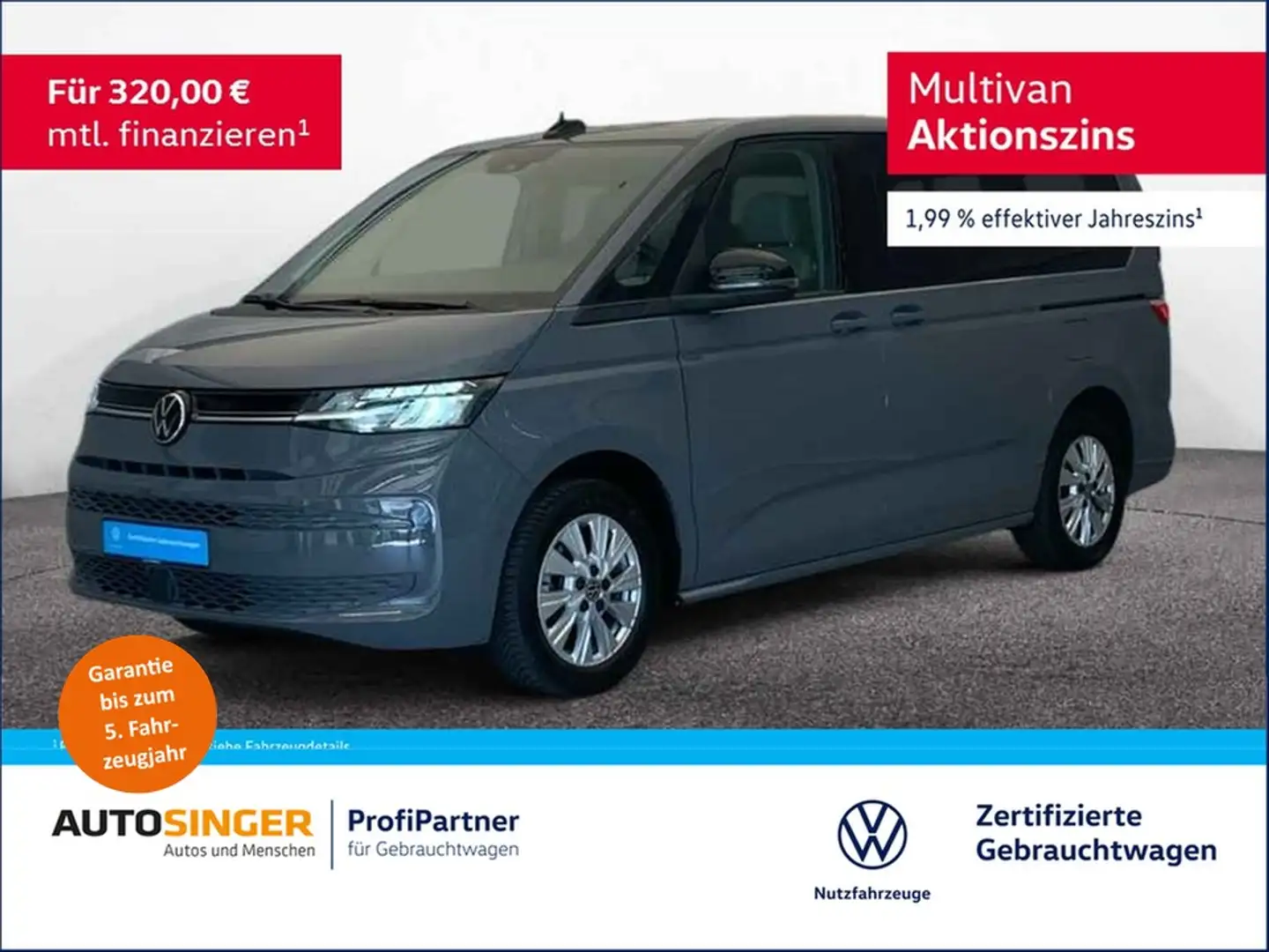 Volkswagen T7 Multivan Life TDI DSG LANG LÜ 7S *NAV*AHK*LED Grau - 1