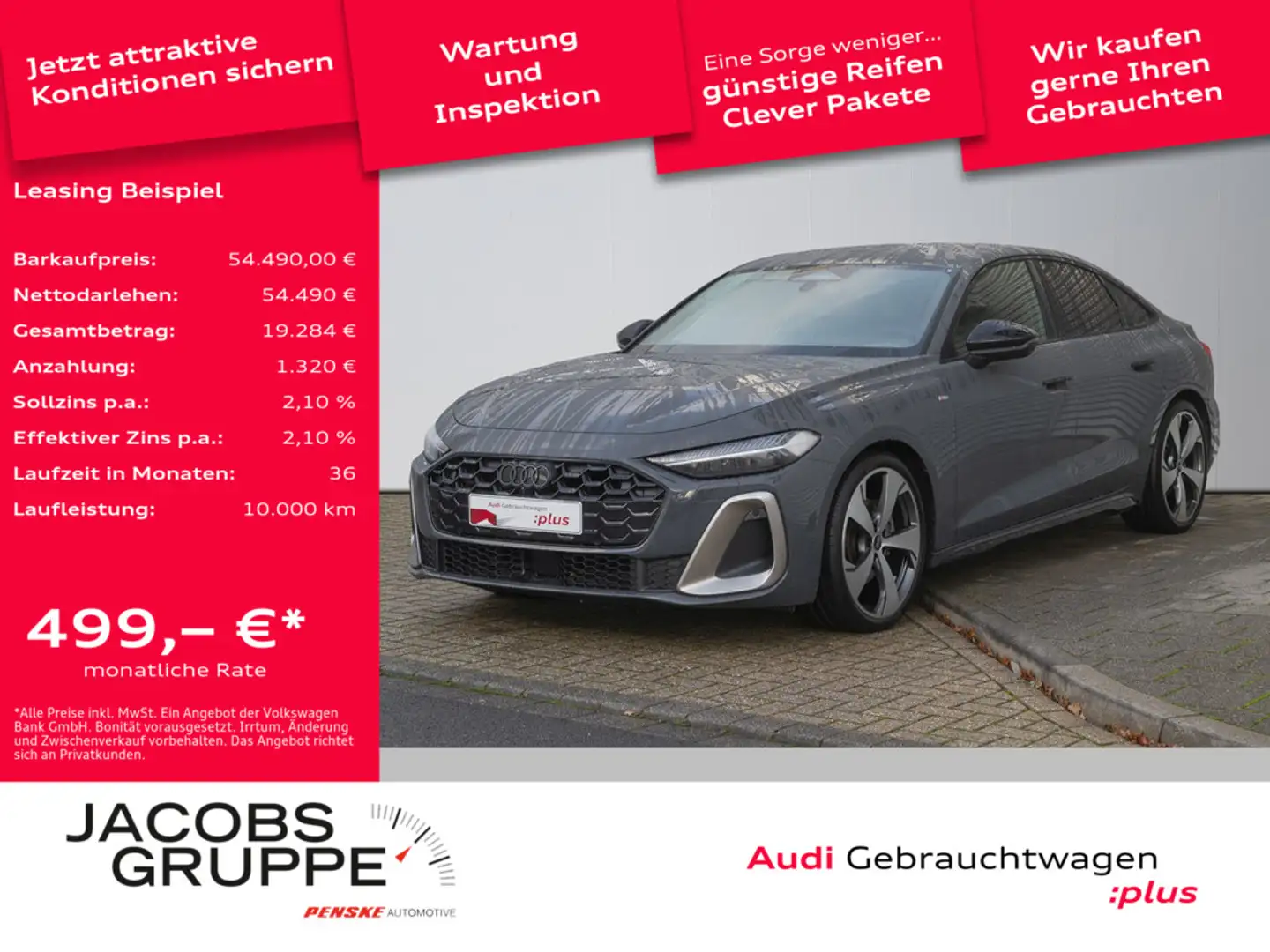 Audi A5 Limousine TFSI 2xS line S tronic ACC*Matrix*AHK*360° Grau - 1