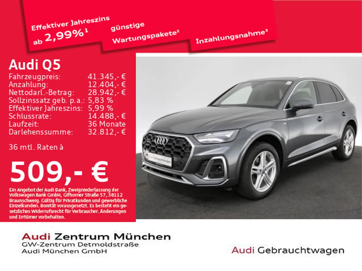 Audi Q5 40 TDI qu. S tronic S line AHK/Virtual+/Kamer Grau - 1