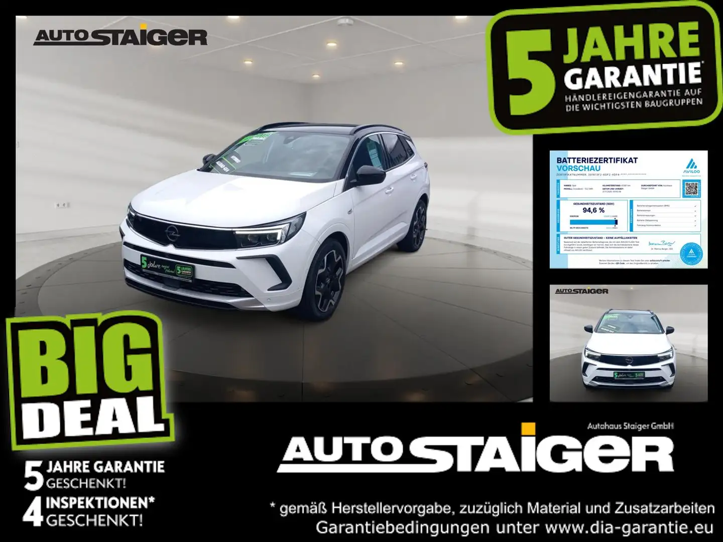 Opel Grandland 1.6 Turbo Ultimate 4 Klima, Navi, Leder Weiß - 1