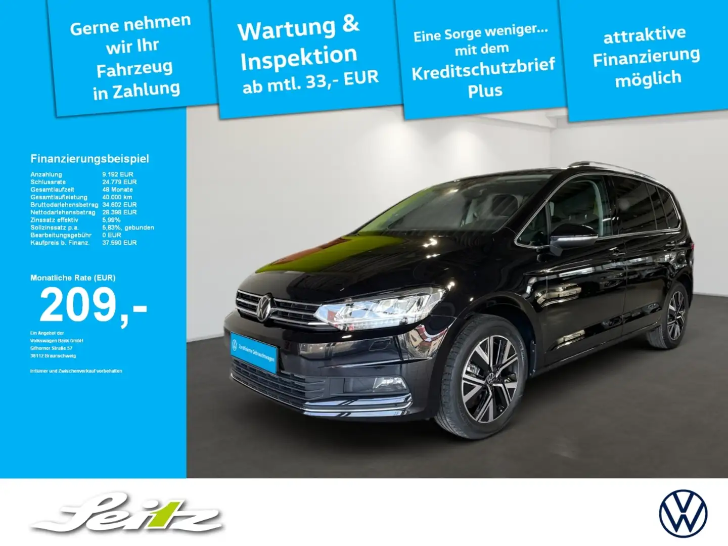 Volkswagen Touran 1.5 TSI Highline *NAVI*KAMERA*LED* Noir - 1