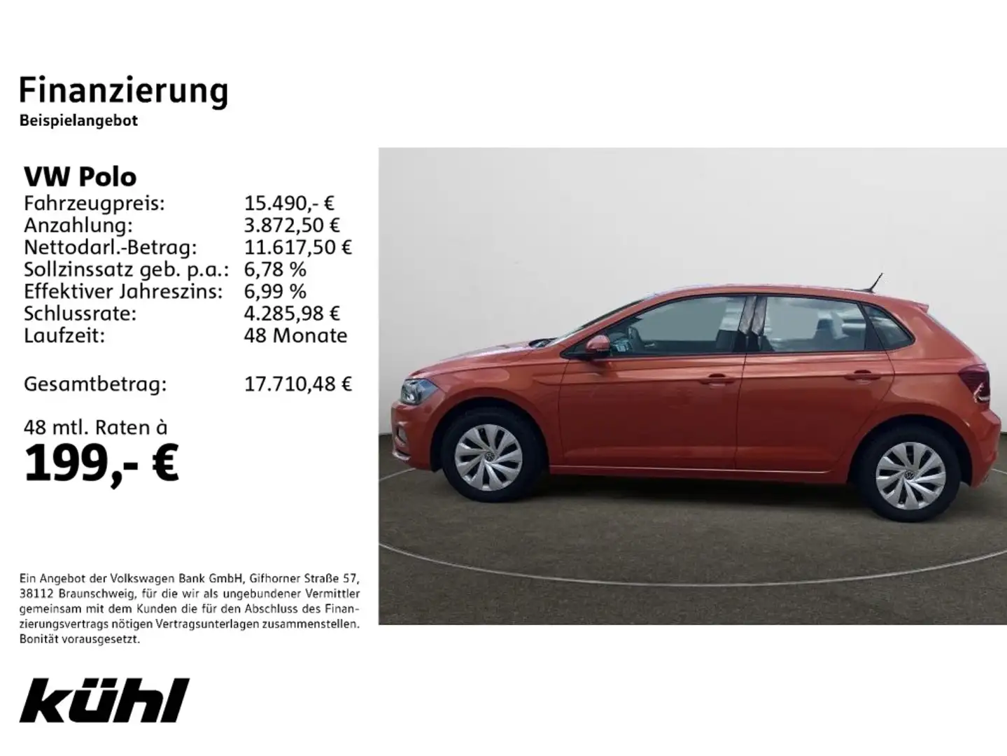 Volkswagen Polo VI 1.0 Comfortline Climatronic,DAB,SHZ., Orange - 2