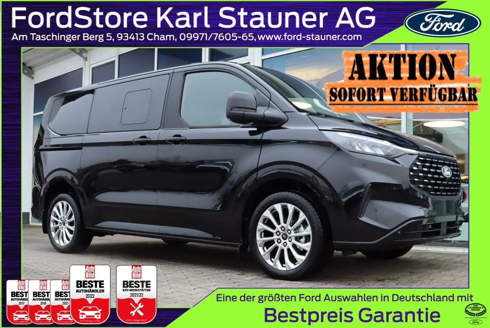 Ford Tourneo Custom Titanium 320/L1 3,99% FIN* AHK Schwarz - 1