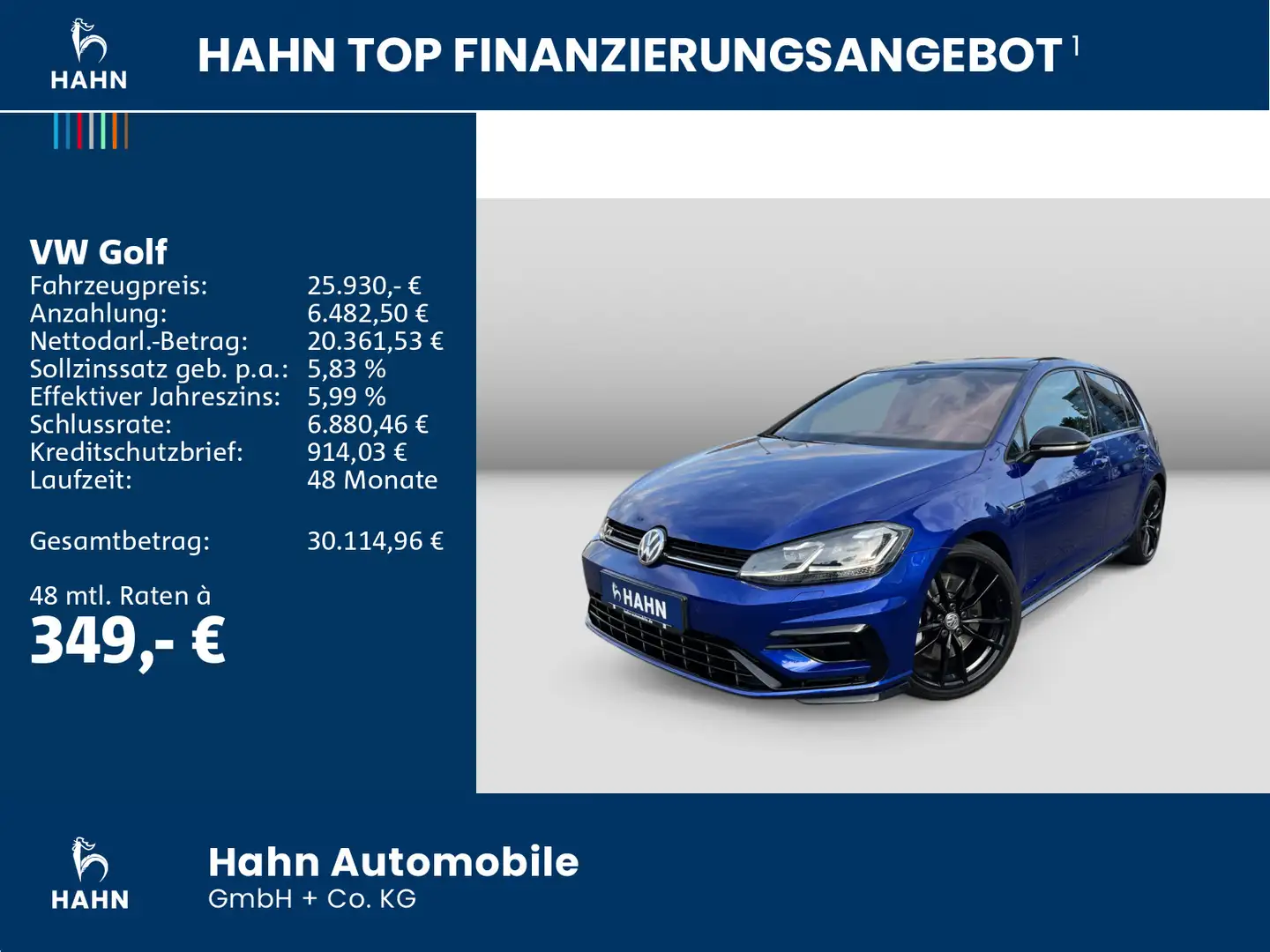 Volkswagen Golf VII R DSG PERFORMANCE NAV PANO KAM LED DYN Bleu - 2