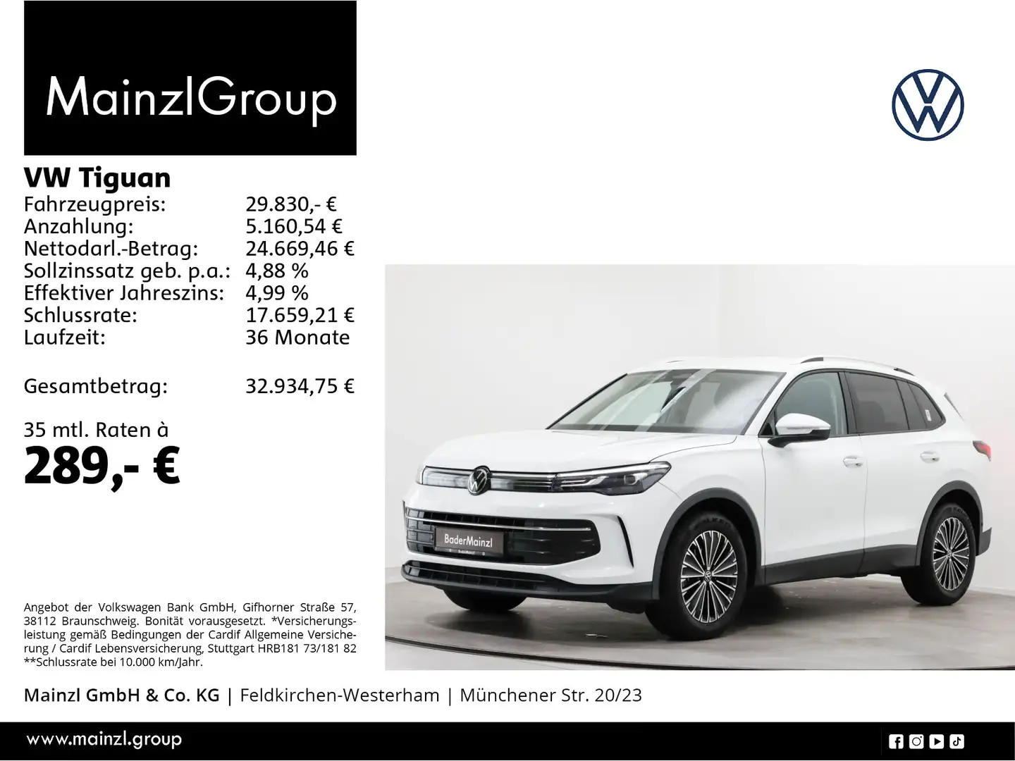 Volkswagen Tiguan 1.5 eTSI DSG Life Navi Kamera ACC LED SHZ Weiß - 1