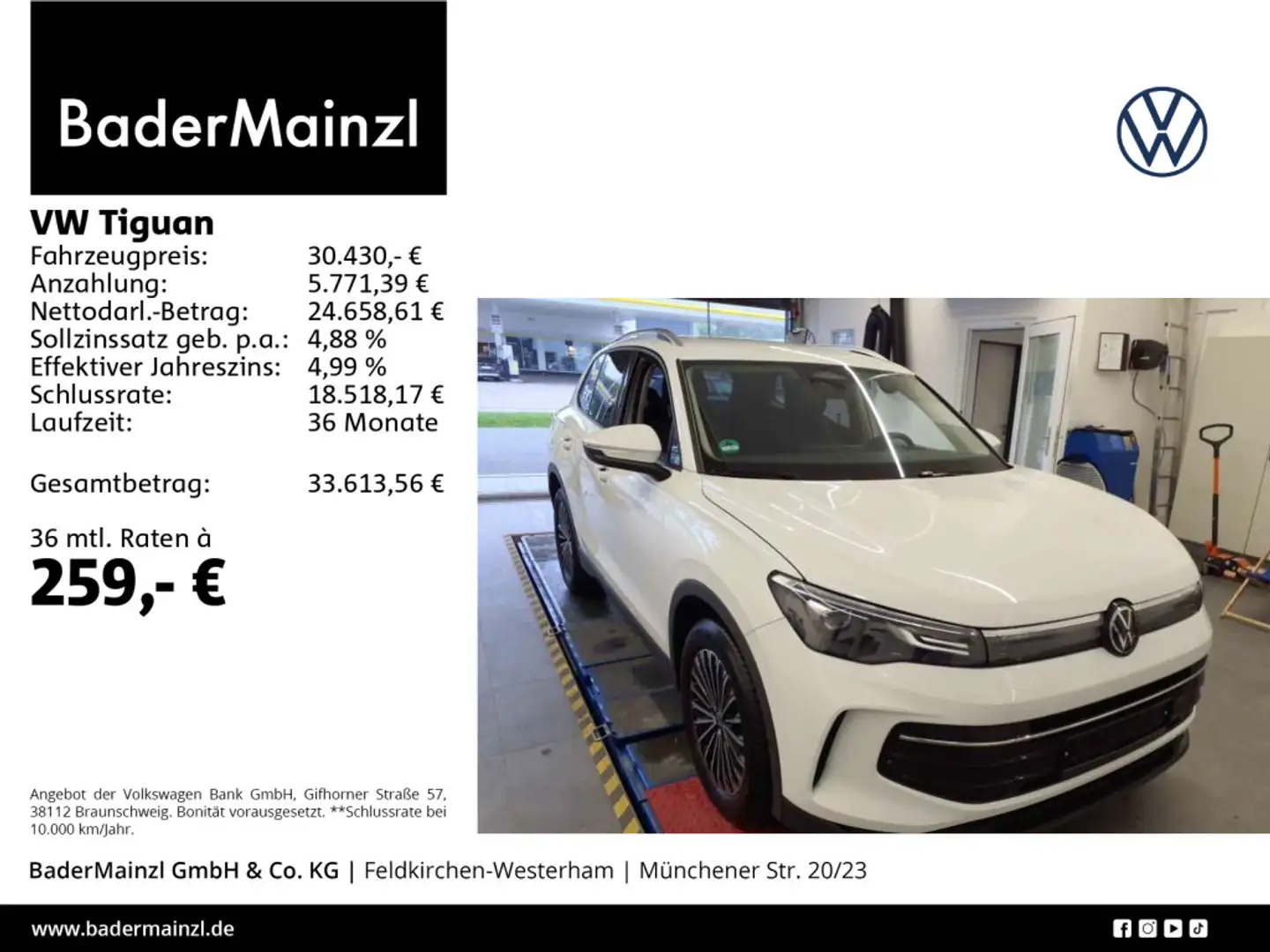 Volkswagen Tiguan 1.5 eTSI DSG Life Navi Kamera ACC LED SHZ Weiß - 1