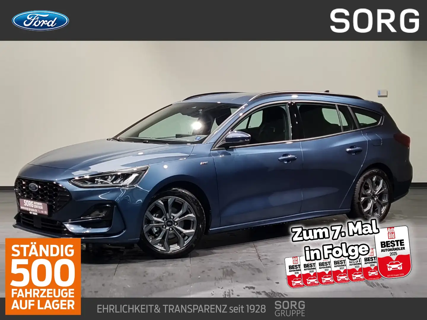 Ford Focus 1.0 EcoB MHEV ST-Line*AHK*AUTO*ACC*-43%* Modrá - 1